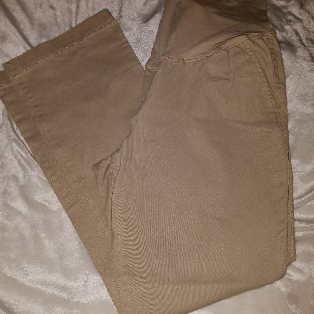 Khaki bootcut maternity pants